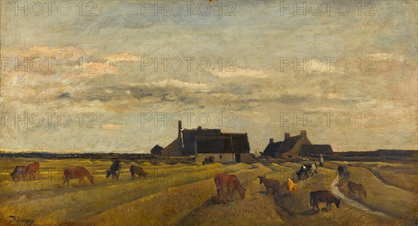 Farm at Kerity, Brittany. Artist: Daubigny, Charles-François (1817-1878)