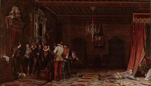 The assassination of the Duke of Guise at the château of Blois in 1588, 1834. Artist: Delaroche, Paul Hippolyte (1797-1856)