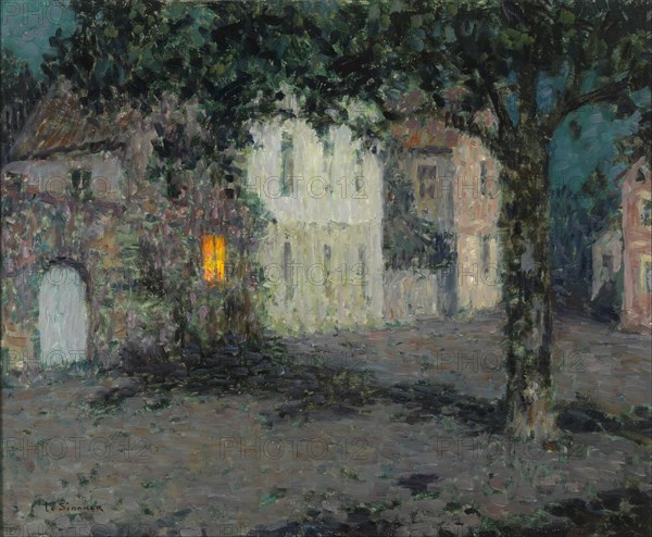 Moonlit  City Square in Cherbourg, ca 1934. Artist: Le Sidaner, Henri (1862-1939)