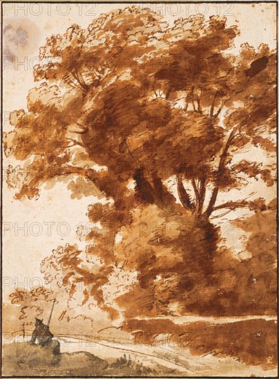 Group of Trees and Resting Sheperd, 1630s. Artist: Lorrain, Claude (1600-1682)