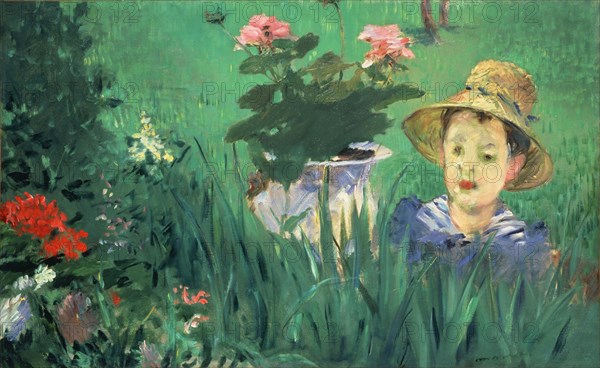 Boy in Flowers (Jacques Hoschedé), 1876. Artist: Manet, Édouard (1832-1883)