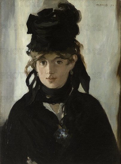 Berthe Morisot With a Bouquet of Violets, c. 1880. Artist: Manet, Édouard (1832-1883)