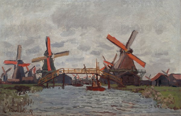 Mills at Westzijderveld near Zaandam, 1871. Artist: Monet, Claude (1840-1926)