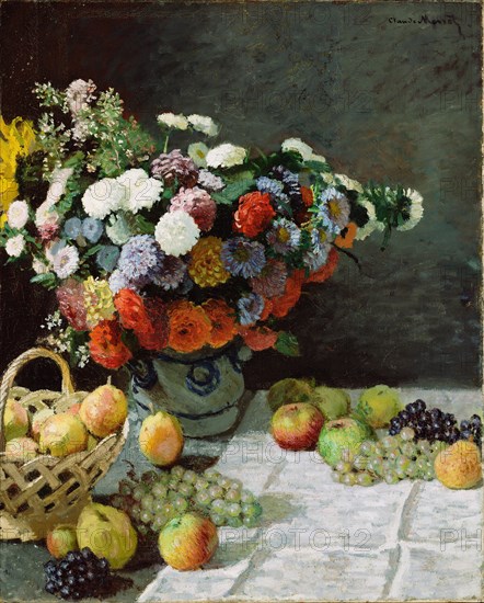 Still Life with Flowers and Fruit, 1869. Artist: Monet, Claude (1840-1926)