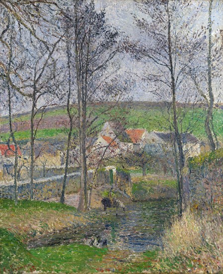 The banks of the Viosne at Osny in grey weather, 1883. Artist: Pissarro, Camille (1830-1903)