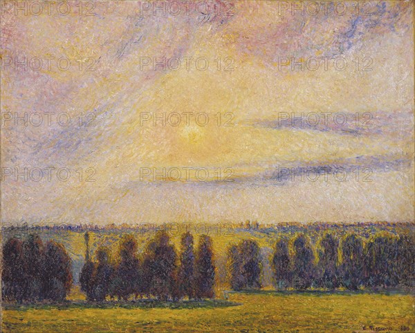 Sunset at Èragny, 1890. Artist: Pissarro, Camille (1830-1903)