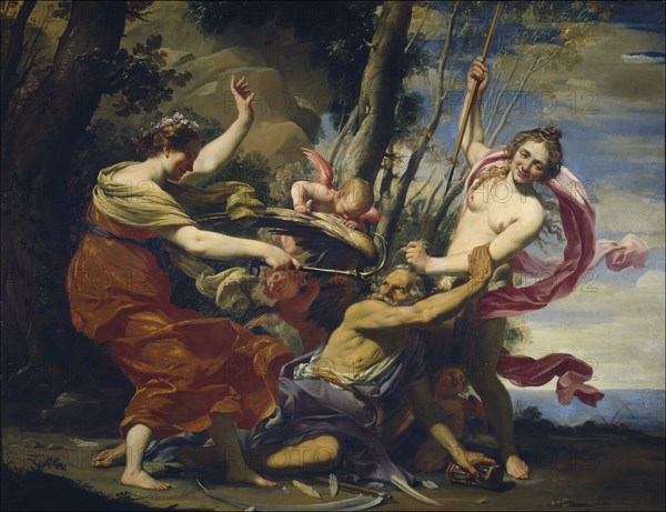 Father Time Overcome by Love, Hope and Beauty, 1627. Artist: Vouet, Simon (1590-1649)