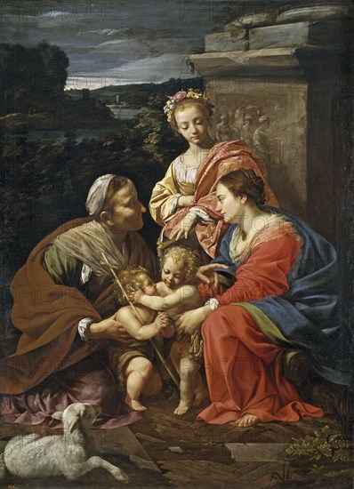 Virgin and child with John the Baptist as a Boy, Saint Elizabeth and Saint Catherine, 1625-1626. Artist: Vouet, Simon (1590-1649)