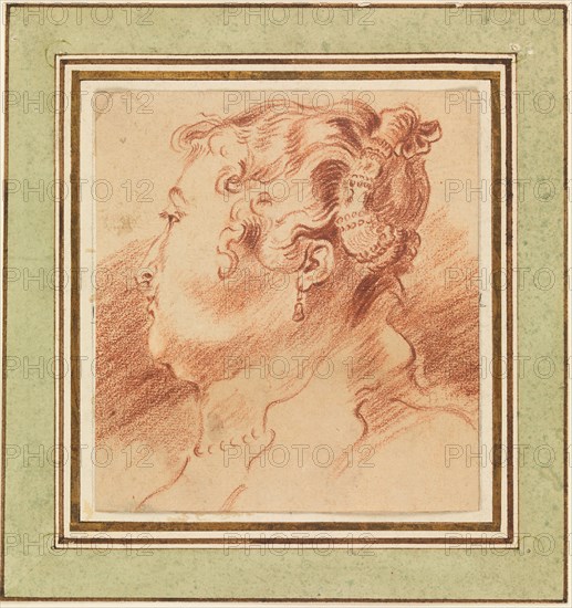 Study of Woman's Head, c. 1725. Artist: Watteau, Jean Antoine (1684-1721)