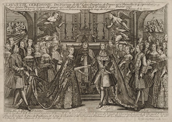 Marriage of Louis, Dauphin of France to Marie Thérèse Raphaëlle, Infanta of Spain in 1745 at Versailles, 1745. Artist: Anonymous