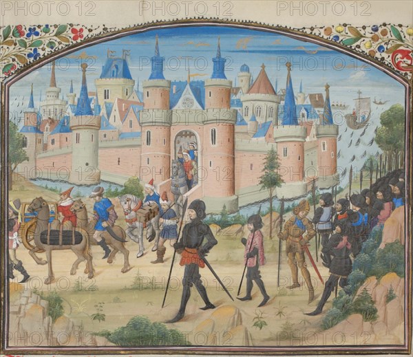 The Siege of Tyre, 1124. Miniature from the Historia by William of Tyre, 1460s. Artist: Anonymous