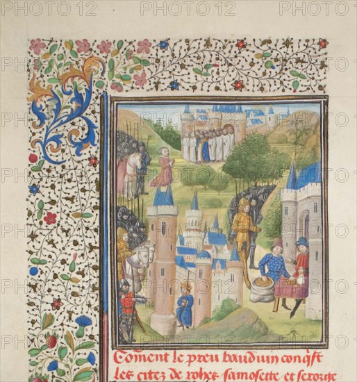 Baldwin of Boulogne entering Edessa in February 1098. Miniature from the Historia by William of Tyre, 1460s. Artist: Anonymous