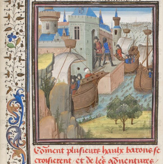 Start to the Fourth Crusade. Miniature from the Historia by William of Tyre, 1460s. Artist: Anonymous