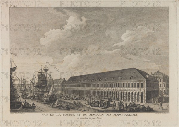 Stock exchange in Saint Petersburg, c. 1785. Artist: Auvray, Pierre Laurent (1736-?)