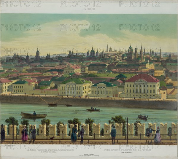 View of Zamoskvorechye from the Kremlin Wall (from a panoramic view of Moscow in 10 parts), ca 1848. Artist: Benoist, Philippe (1813-after 1879)