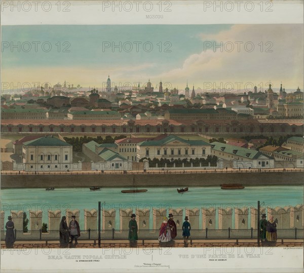 View of Zamoskvorechye from the Kremlin Wall (from a panoramic view of Moscow in 10 parts), ca 1848. Artist: Benoist, Philippe (1813-after 1879)