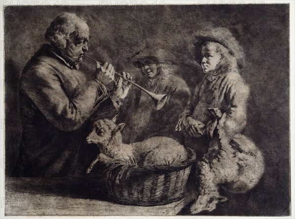 The Oboist. Artist: Boissieu, Jean-Jacques, de (1736-1810)