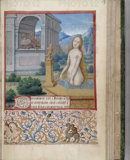 Bathsheba bathing (Book of Hours), 1485-1499. Artist: Bourdichon, Jean (1457-1521)