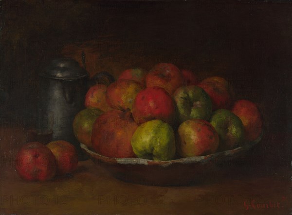 Still Life with Apples and a Pomegranate, 1871-1872. Artist: Courbet, Gustave (1819-1877)