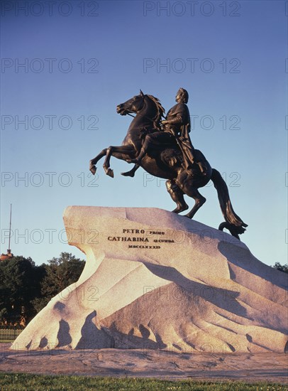 Rider statue of Peter the Great in St. Petersburg, 1766-1782. Artist: Falconet, Etienne Maurice (1716-1791)