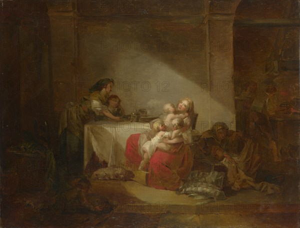 Interior Scene. The Happy Mother, Second Half of the 18th cen.. Artist: Fragonard, Jean Honoré (1732-1806)