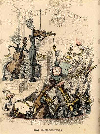 Steam Concert, 1844. Artist: Grandville, Jean-Jacques (1803-1847)