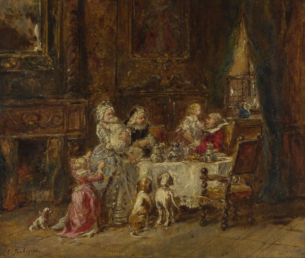 Grandfather's Birthday, 1866. Artist: Isabey, Louis Gabriel Eugène (1803-1886)