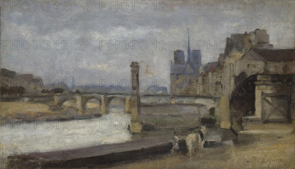 The Pont de la Tournelle, Paris, 1862-1864. Artist: Lepine, Stanislas (1836-1892)