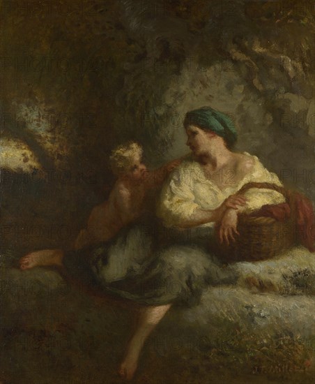 The Whisper, c. 1846. Artist: Millet, Jean-François (1814-1875)