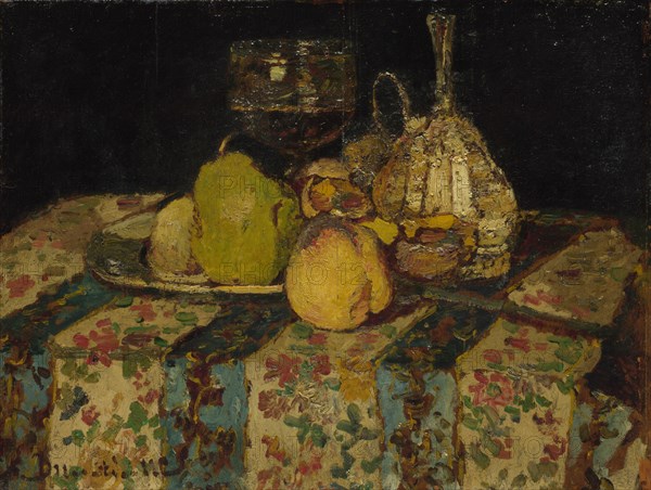 Still Life: Fruit, c. 1880. Artist: Monticelli, Adolphe-Thomas-Joseph (1824-1886)