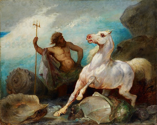 Neptune Creating the Horse, ca 1845. Artist: Odier, Édouard Alexandre (1800-1887)