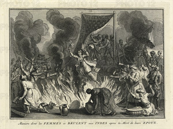 Widow Burning in India, 1728. Artist: Picart, Bernard (1673?1733)