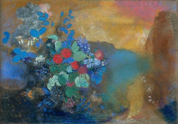 Ophelia among the Flowers, c. 1907. Artist: Redon, Odilon (1840-1916)