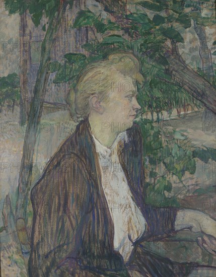 Woman seated in a Garden, 1891. Artist: Toulouse-Lautrec, Henri, de (1864-1901)