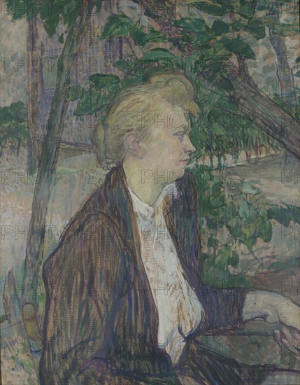 Woman seated in a Garden, 1891. Artist: Toulouse-Lautrec, Henri, de (1864-1901)