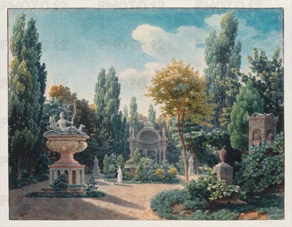 Monument of Diane de Poitiers in the Jardin du cloître des Petits-Augustins, 1815. Artist: Vauzelle, Jean-Lubin (1776-1837)