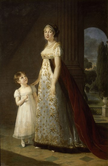 Portrait of Caroline Bonaparte (1782-1839), Queen of Naples and Sicily, with her daughter, Letizia, 1807. Artist: Vigée-Lebrun, Marie Louise Elisabeth (1755-1842)