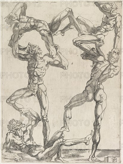 Pyramid of Five Men, ca 1543. Artist: Juste, Juste de (ca. 1505-ca. 1559)