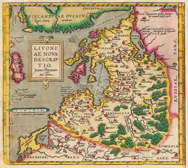 Livonia Map, Livoniae Nova Descriptio, 1573-1578. Artist: Anonymous master