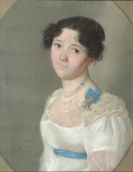 Portrait of Countess Agrafena Yuryevna Obolenskaya (1789-1829), née Neledinskaya-Meletskaya, 1812. Artist: Bardou, Karl Wilhelm (1750s-after 1842)