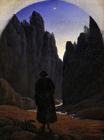 Pilgrim in a Rocky Valley, ca 1820. Artist: Carus, Carl Gustav (1789-1869)