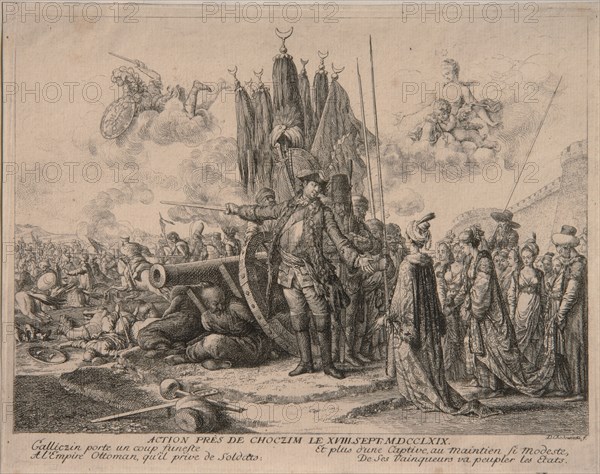 Prince Alexander Mikhaylovich Golitsyn at the Siege of the Khotyn Fortress 1769, 1769. Artist: Chodowiecki, Daniel Nikolaus (1726-1801)
