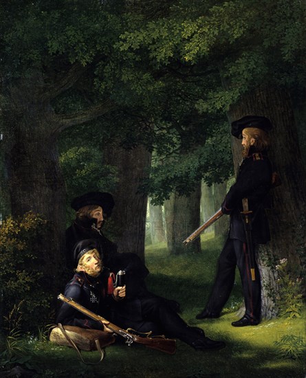 Outpost Duty (Theodor Körner, Karl Friedrich Friesen and Heinrich Hartmann), 1815. Artist: Kersting, Georg Friedrich (1785-1847)