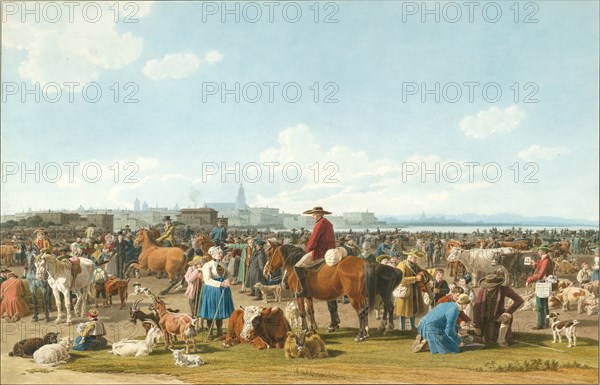 Cattle Market near Genua, 1820. Artist: Kobell, Wilhelm, Ritter von (1766-1853)