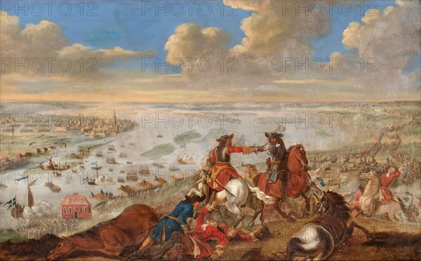 Charles XII is crossing the Düna 1701. Artist: Lemke, Johann Philip (1631-1711)