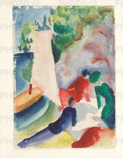 Picnic on the Beach (Picnic after Sailing), 1913. Artist: Macke, August (1887-1914)