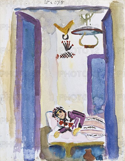 Woman on a Divan, 1914. Artist: Macke, August (1887-1914)