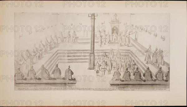 A scene at the royal court of Tsar Alexis Mikhailovich (Illustration from the Meierberg's Album), 1662. Artist: Meierberg, Augustin, von (1612?1688)