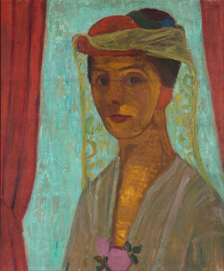 Self-portrait with hat and veil, 1906-1907. Artist: Modersohn-Becker, Paula (1876-1907)