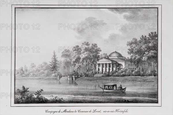 Summer House of Countess de Laval on the Aptekarsky Island (Series Views of Saint Petersburg), 1820s. Artist: Pluchart, Alexander (1777-1827)